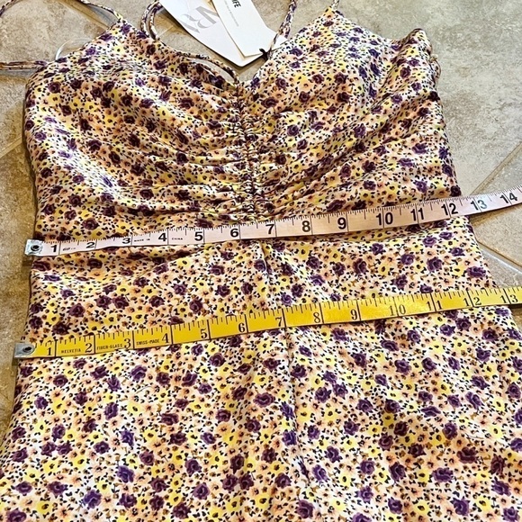🆕 Zara floral satin strappy mini dress purple yellow pink white xs - Picture 5 of 8